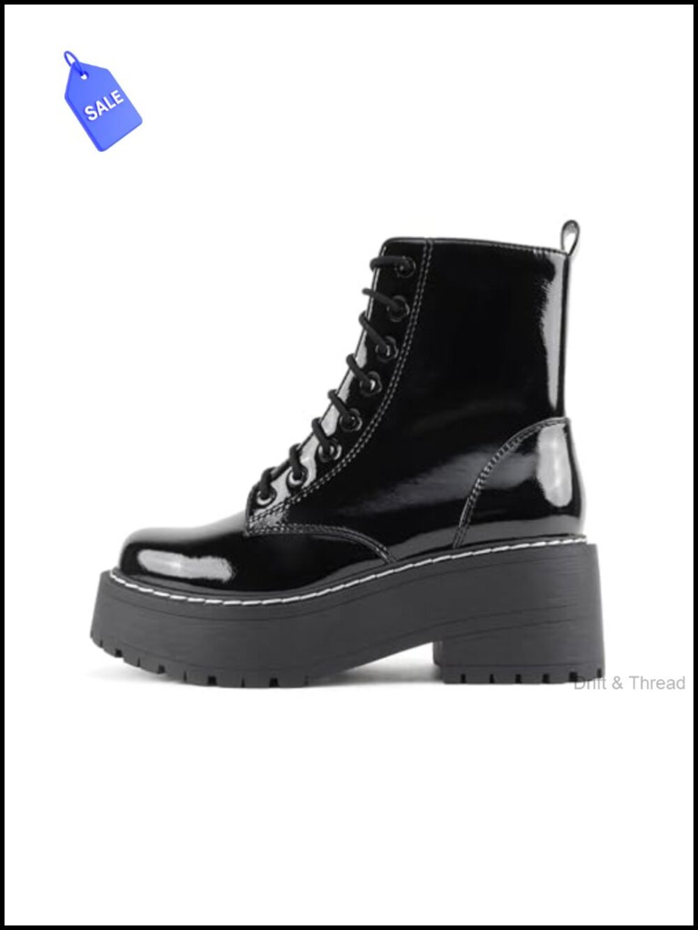 Chunky Lug Sole Combat Ankle Boot with Side Zipper